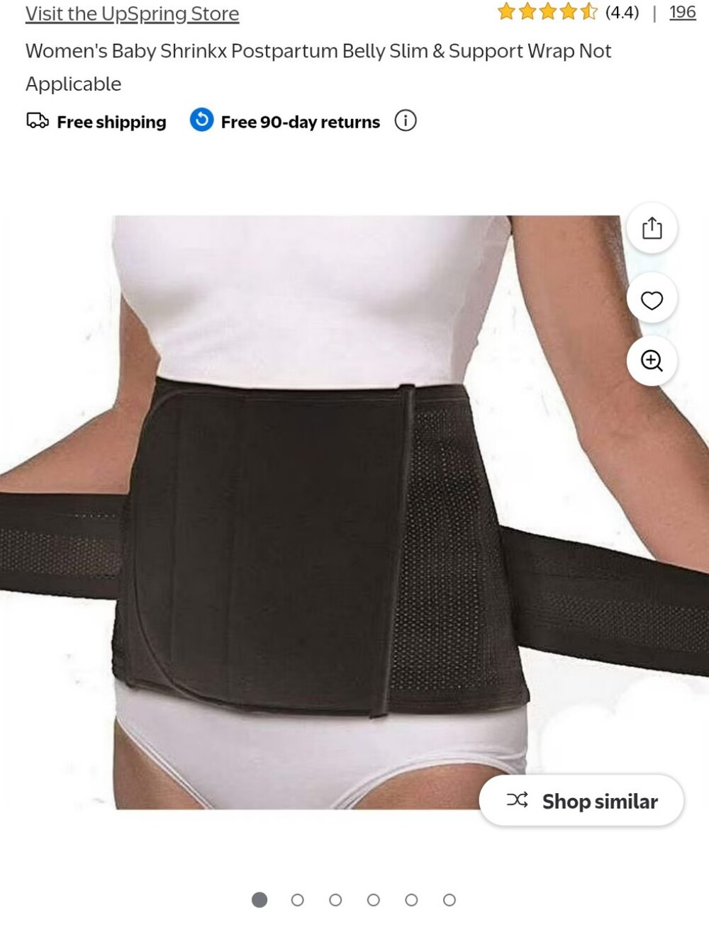 UpSpring Baby Shrinkx Postpartum Belly Slim & Support Wrap- S/M